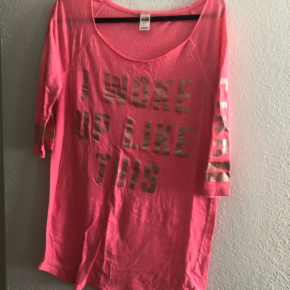 Pink and gold pink nightgown I woke up like this size medium